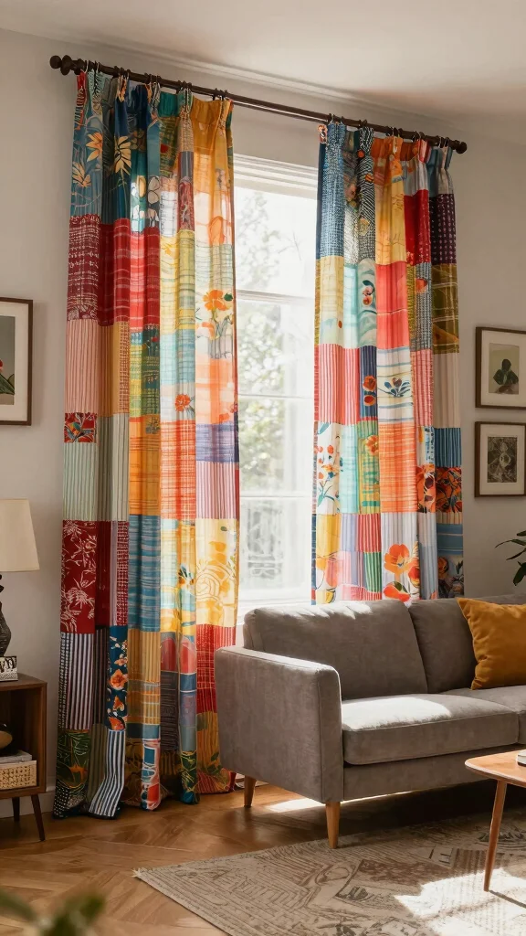 12 Living Room Curtain Ideas That Frame Every Window Beautifully - 2. Recycled Fabric Charm 1