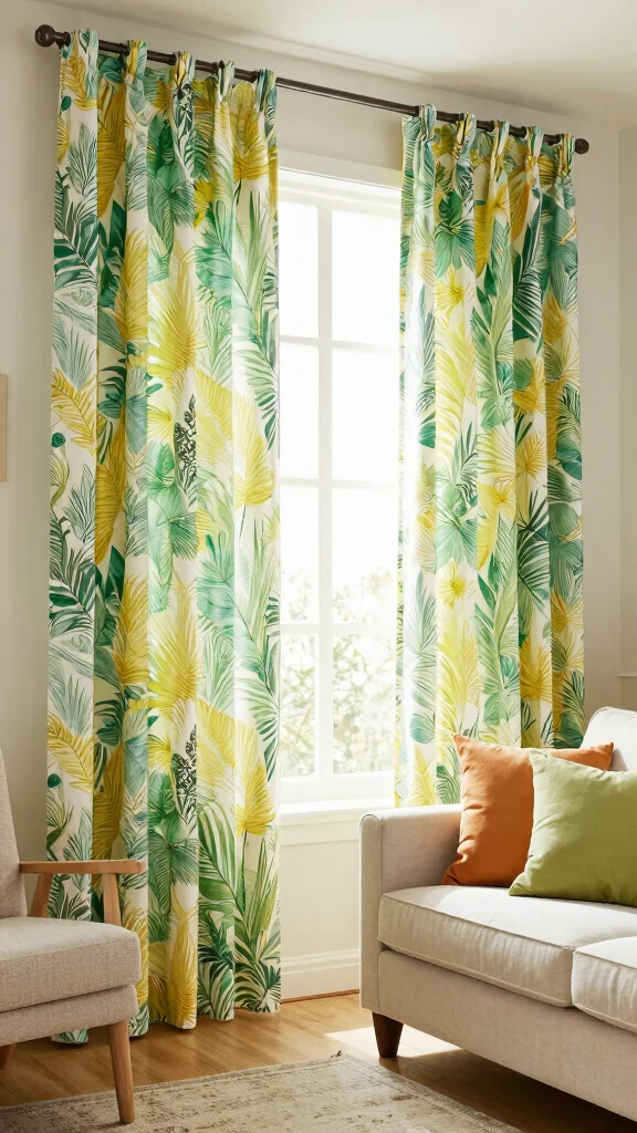 12 Living Room Curtain Ideas That Frame Every Window Beautifully - 5. Sustainable Cotton Prints 1