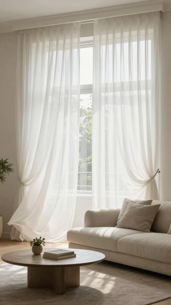 12 Living Room Curtain Ideas That Frame Every Window Beautifully - 8. Sheer Magic 1