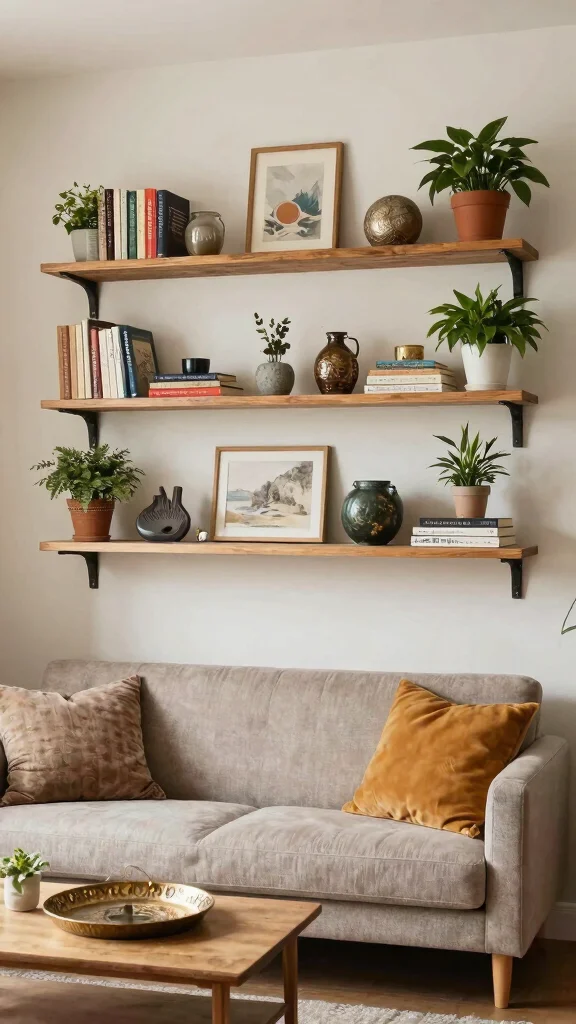 12 Living Room Furniture Arrangement Ideas That Actually Work - 9. Open Shelving Displays 1