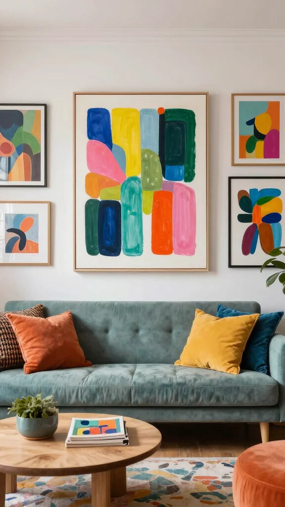 12 Living Room Furniture Ideas That Make Any Space Look Finished - 12. Colorful Artwork 1