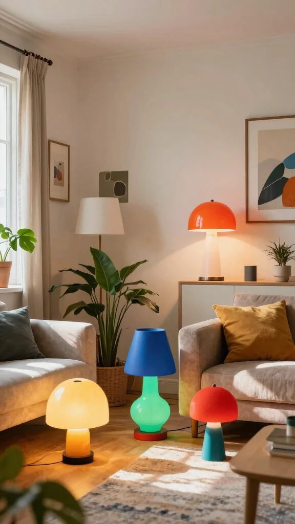 12 Living Room Lamp Ideas That Add Style Beyond Just Light - 9. Colorful Accent Lamps 1