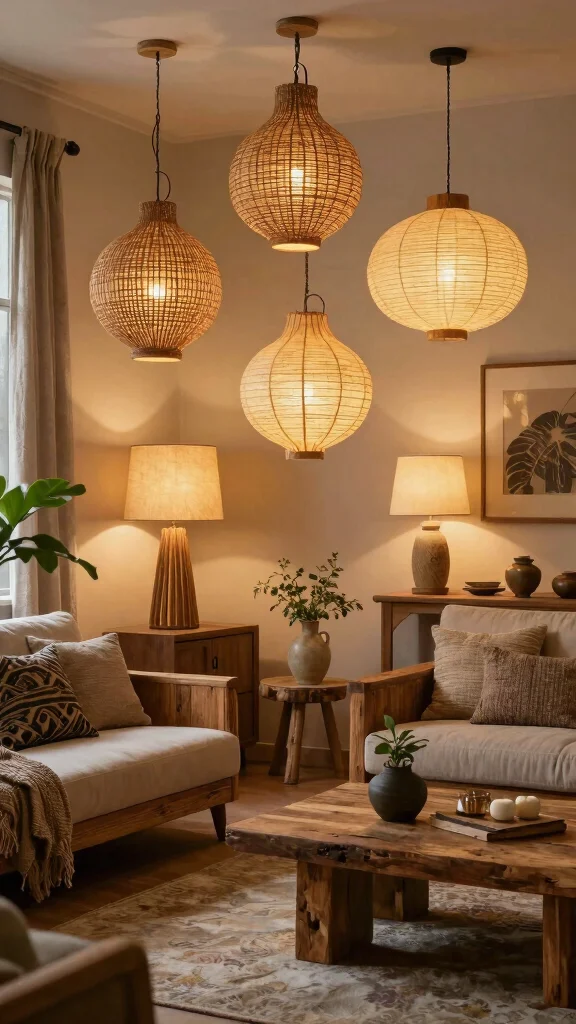 12 Living Room Lighting Design Ideas for Every Mood and Style - 12. Eco-Conscious Handmade Lighting 1
