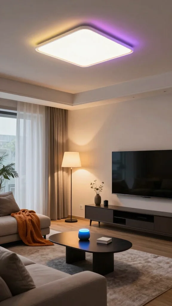 12 Living Room Lighting Design Ideas for Every Mood and Style - 3. Smart Lighting for Flexibility 1