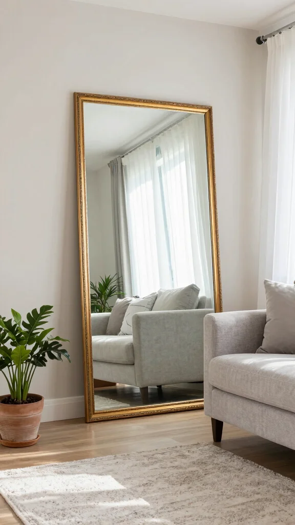 12 Living Room Mirror Ideas That Add Light and the Illusion of Space - 1. Oversized Floor Mirrors 1