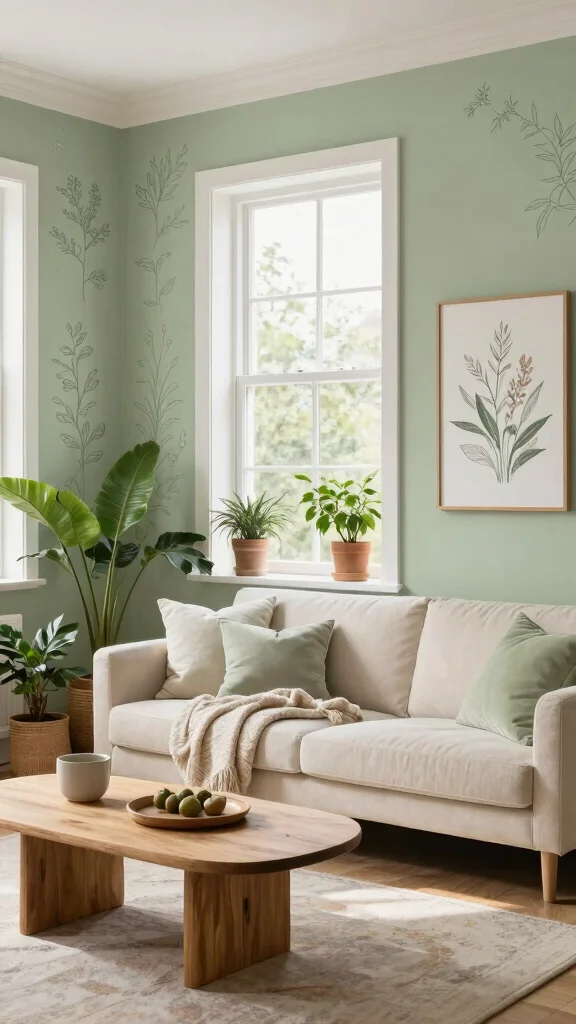 12 Living Room Paint Ideas That Transform Walls on Any Budget - 1. Soft Sage Green for Serenity 1