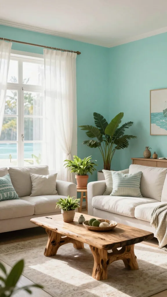 12 Living Room Paint Ideas That Transform Walls on Any Budget - 10. Refreshing Aqua for a Coastal Vibe 1