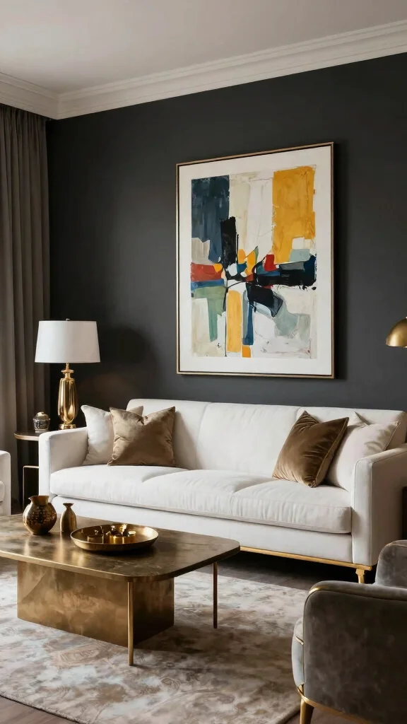 12 Living Room Paint Ideas That Transform Walls on Any Budget - 4. Chic Charcoal for Modern Elegance 1