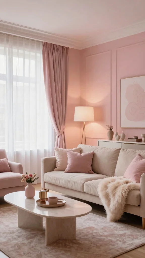 12 Living Room Paint Ideas That Transform Walls on Any Budget - 6. Muted Blush for a Touch of Romance 1