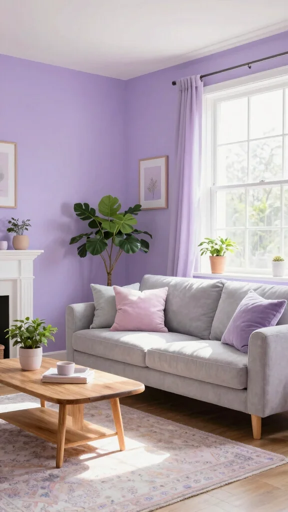 12 Living Room Paint Ideas That Transform Walls on Any Budget - 8. Soft Lilac for a Dreamy Atmosphere 1