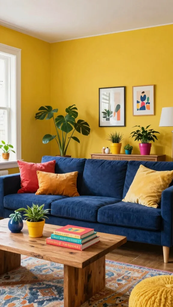 12 Living Room Paint Ideas That Transform Walls on Any Budget - 9. Bold Mustard for a Vibrant Touch 1