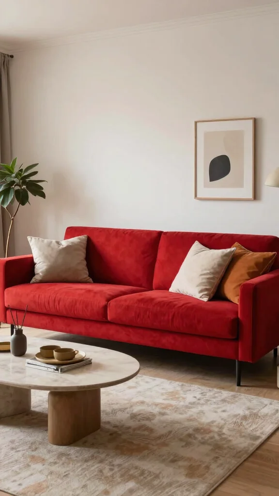 12 Living Room Sofa Design Ideas for a Modern and Cozy Home - 11. Bold Color Statements 1