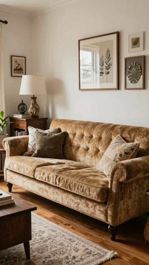 12 Living Room Sofa Design Ideas for a Modern and Cozy Home - 9. Vintage-Inspired Comfort 1