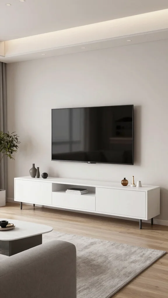 12 Living Room TV Unit Ideas for a Clean and Stylish Media Wall - 2. Minimalist Media Consoles 1