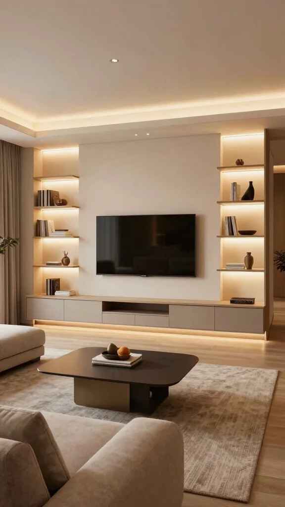 12 Living Room TV Unit Ideas for a Clean and Stylish Media Wall - 4. Integrated Lighting 1