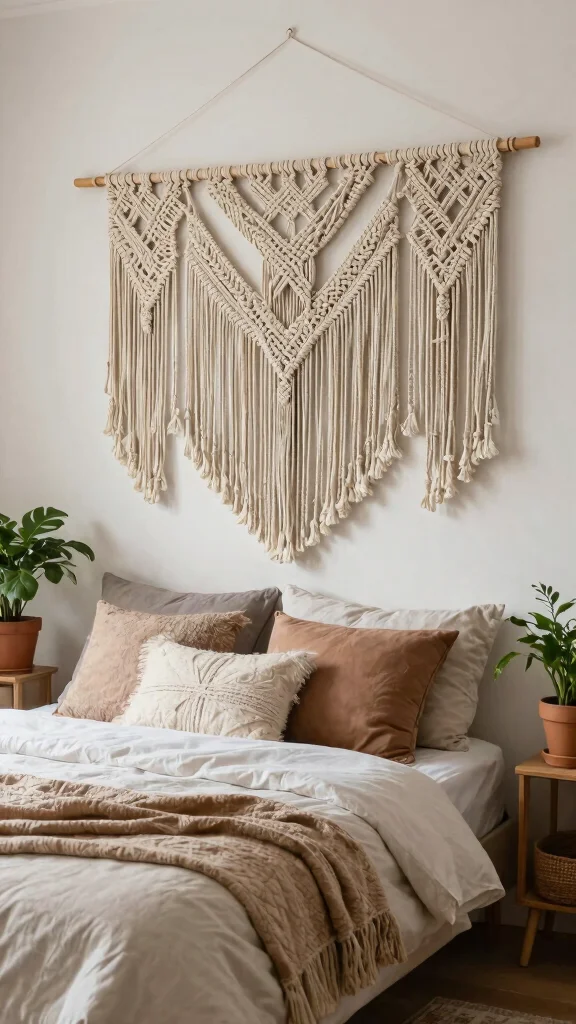 13 Bedroom Headboard Ideas That Make the Bed the Focal Point - 6. Creative Macrame Magic 1