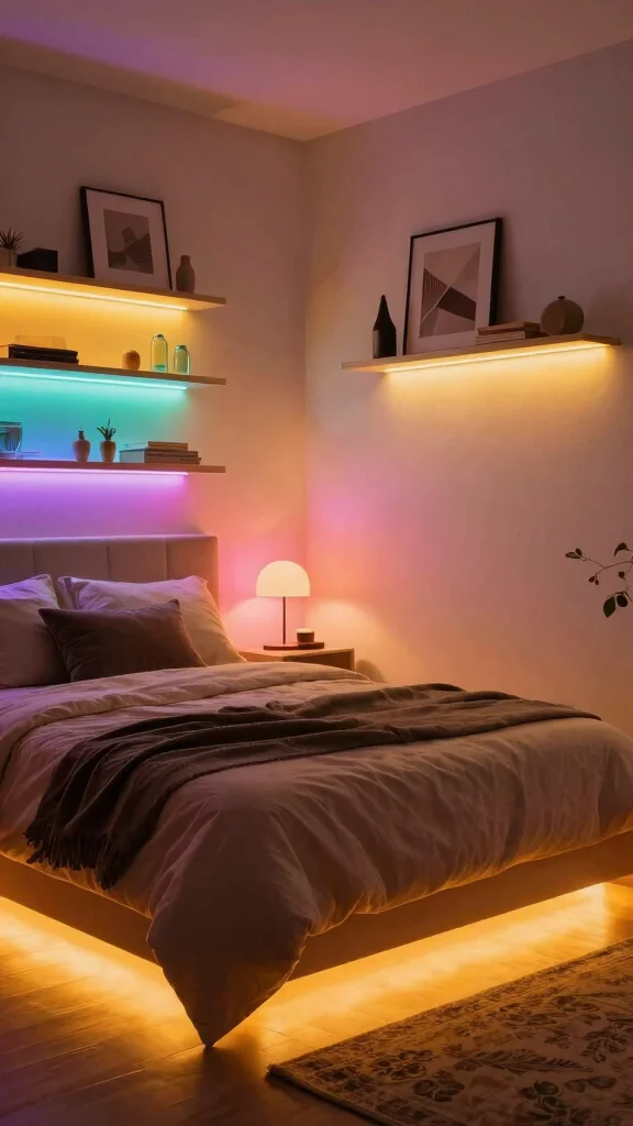 13 Bedroom Lighting Ideas That Layer Ambiance and Function - 11. LED Strip Lights for Accent Lighting 1
