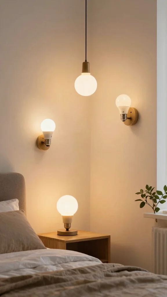 13 Bedroom Lighting Ideas That Layer Ambiance and Function - 12. Use Eco-Friendly Bulbs 1