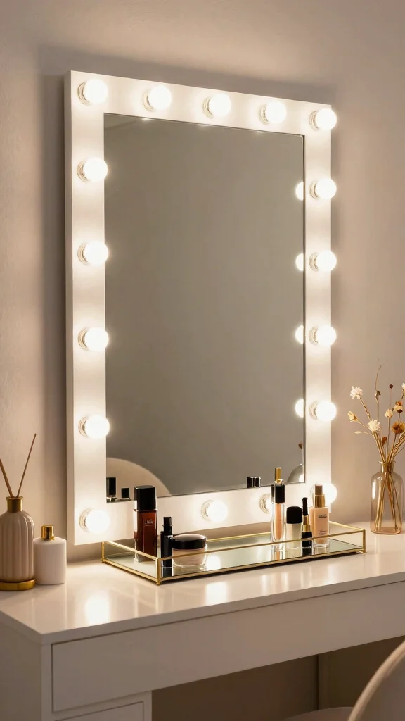 13 Bedroom Vanity Ideas for a Glam and Functional Beauty Space - 11. Elegant Mirror Features 1