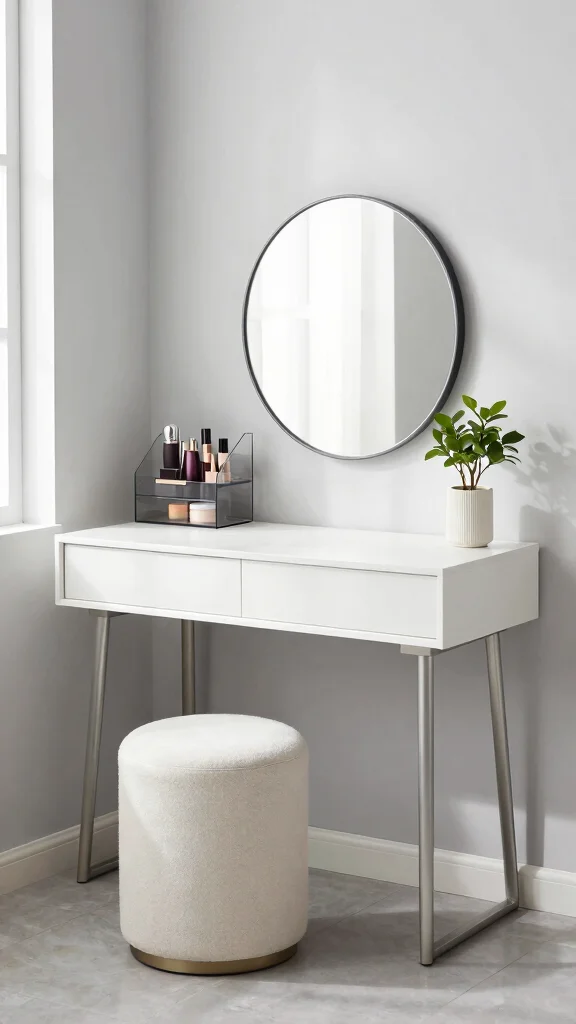 13 Bedroom Vanity Ideas for a Glam and Functional Beauty Space - 2. Minimalist Chic for Small Spaces 1