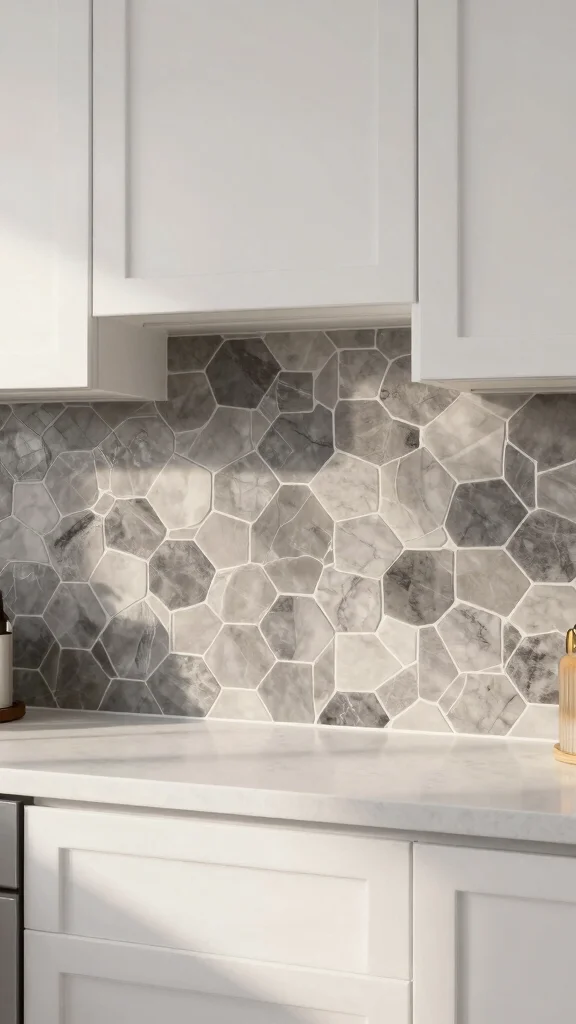 13 Kitchen Backsplash Ideas That Look Perfect With White Cabinets - 12. Hexagonal Tiles 1