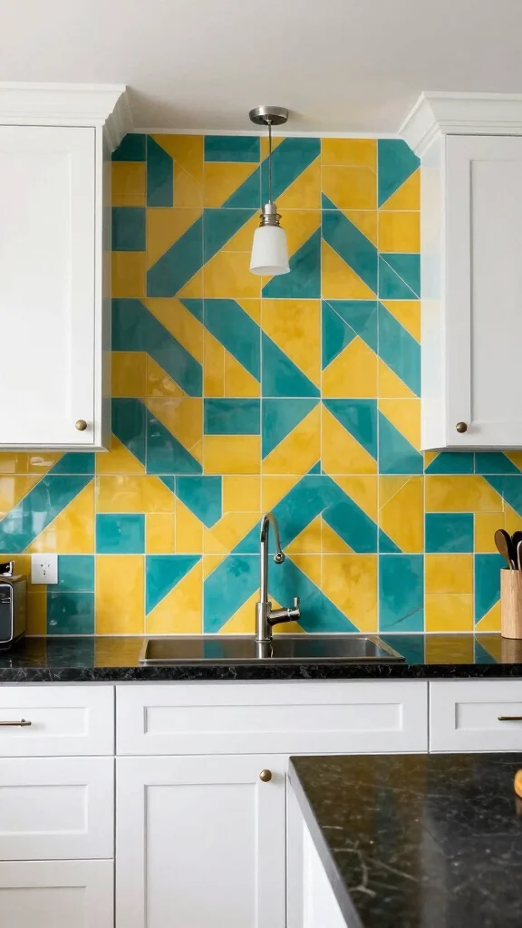 13 Kitchen Backsplash Ideas That Look Perfect With White Cabinets - 3. Bold Geometric Patterns 1