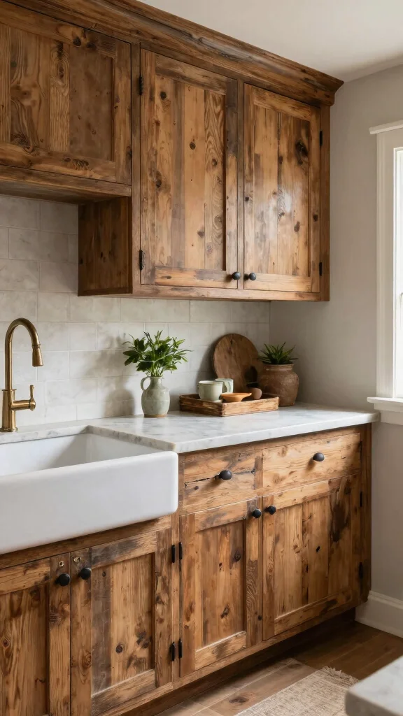 13 Kitchen Cabinet Ideas for Storage, Style, and a Fresh New Look - 11. Rustic Finishes: Cozy and Inviting 1
