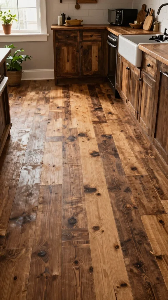 13 Kitchen Flooring Inspirations for Every Budget and Design Style - 1. Reclaimed Wood: Rustic Charm Meets Eco-Friendly 1