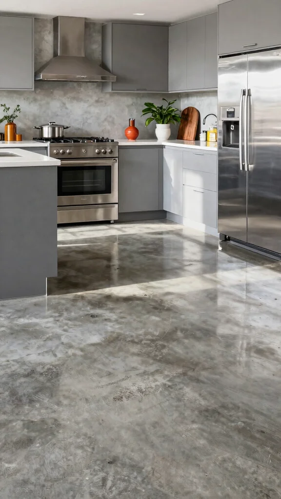 13 Kitchen Flooring Inspirations for Every Budget and Design Style - 8. Concrete: Industrial and Chic 1