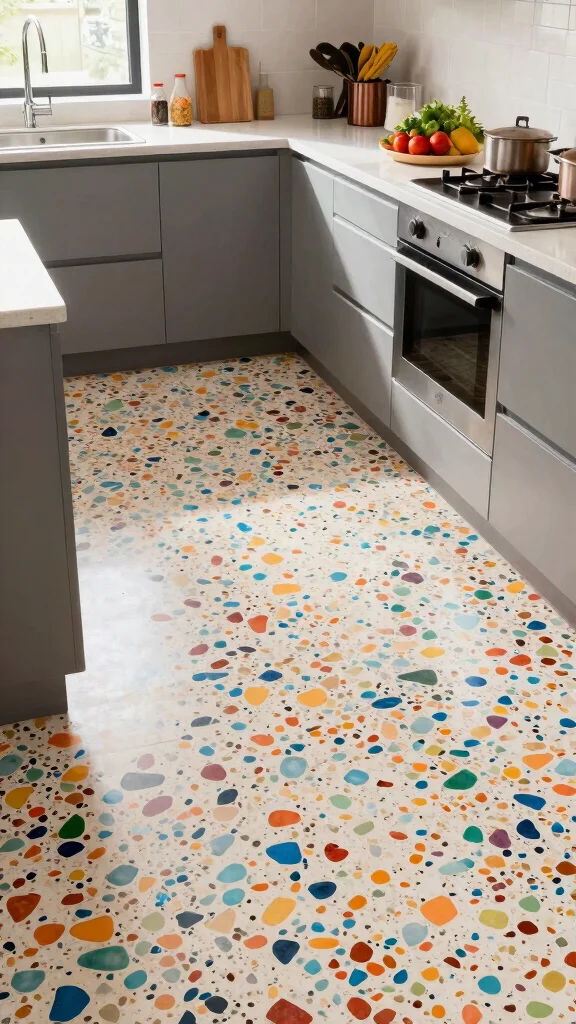 13 Kitchen Flooring Inspirations for Every Budget and Design Style - 9. Terrazzo: Eclectic and Eye-Catching 1