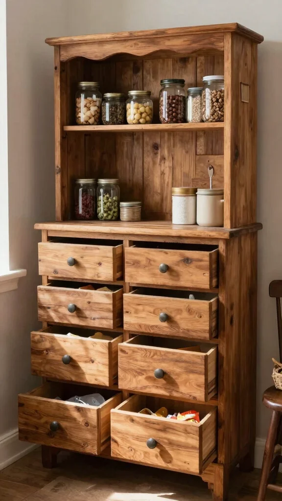 13 Kitchen Pantry Organization Ideas for a Neat, Easy-to-Use Space - 10. Repurpose Old Furniture for Unique Storage 1