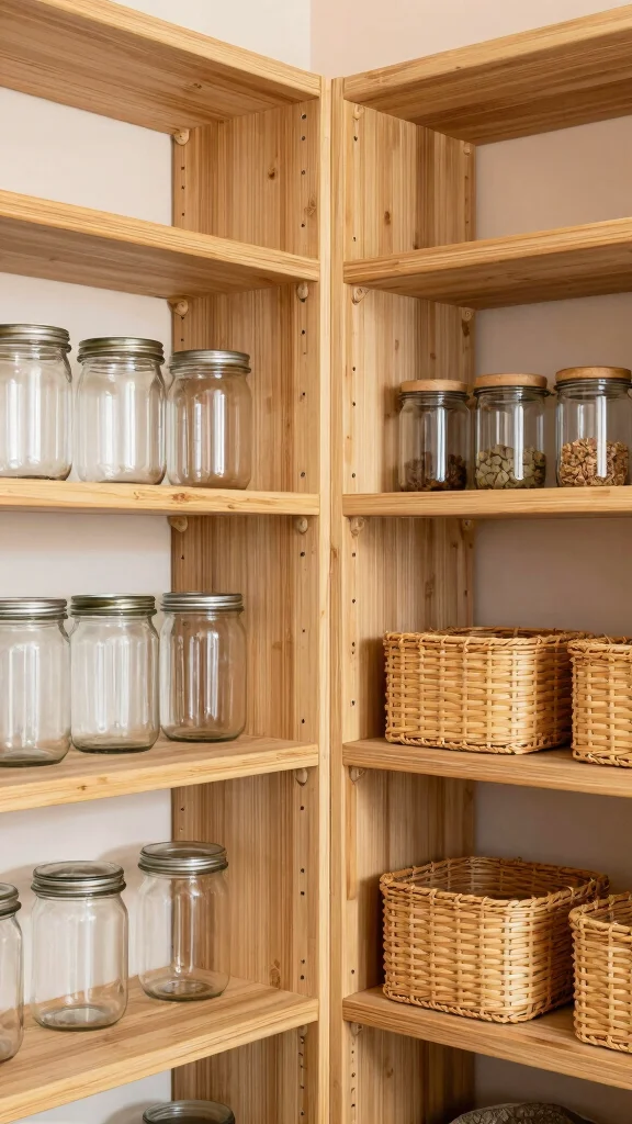 13 Kitchen Pantry Organization Ideas for a Neat, Easy-to-Use Space - 3. Bamboo Shelving for a Natural Touch 1