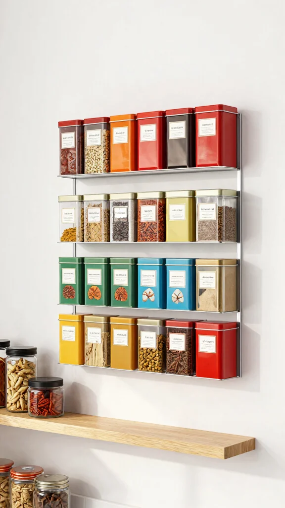 13 Kitchen Pantry Organization Ideas for a Neat, Easy-to-Use Space - 4. Magnetic Spice Rack for Space-Saving Solutions 1