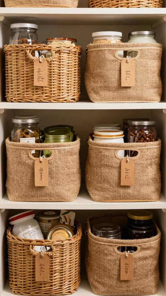 13 Kitchen Pantry Organization Ideas for a Neat, Easy-to-Use Space - 7. Eco-Friendly Storage Baskets 1