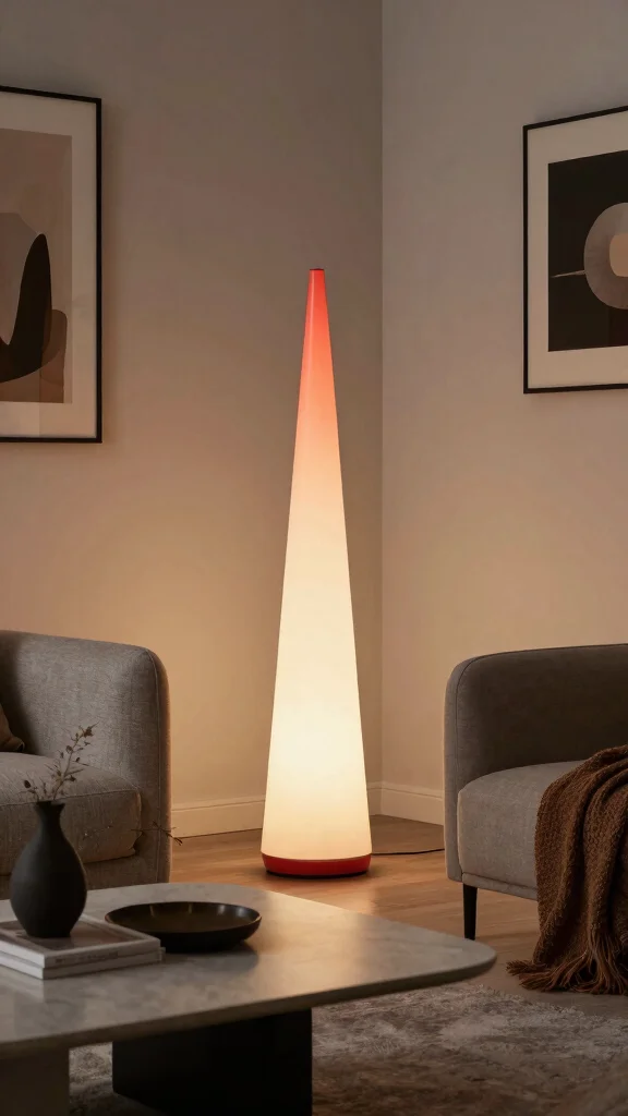 13 Living Room Lamp Ideas for Layered, Cozy Lighting - 10. Modern Cone Lamps 1