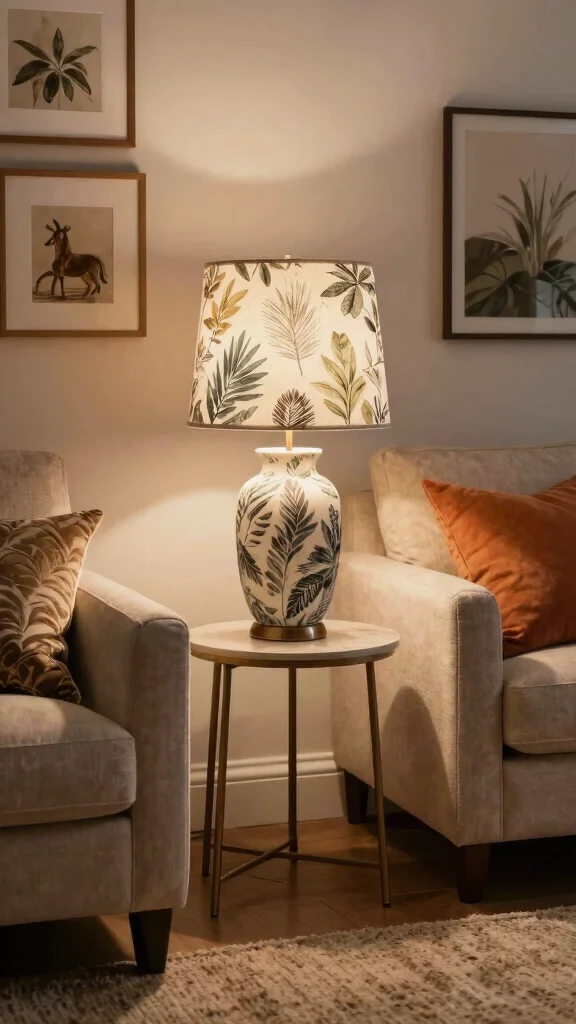 13 Living Room Lamp Ideas for Layered, Cozy Lighting - 5. Soft Fabric Lampshades 1