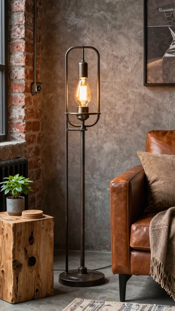 13 Living Room Lamp Ideas for Layered, Cozy Lighting - 6. Vintage Industrial Lamps 1
