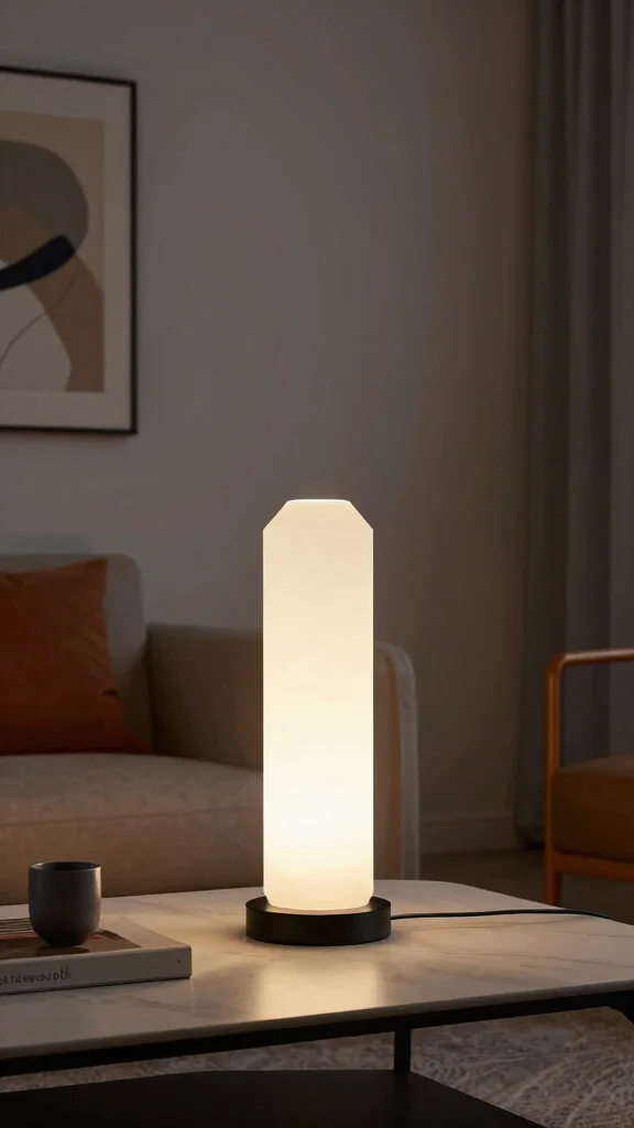 13 Living Room Lamp Ideas for Layered, Cozy Lighting - 7. Geometric LED Lamps 1