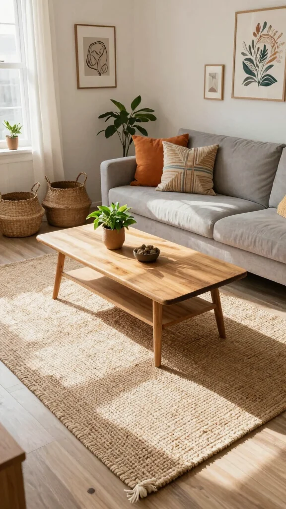 13 Living Room Rug Ideas for Color, Texture, and Style - 1. Jute Rugs for Natural Texture 1