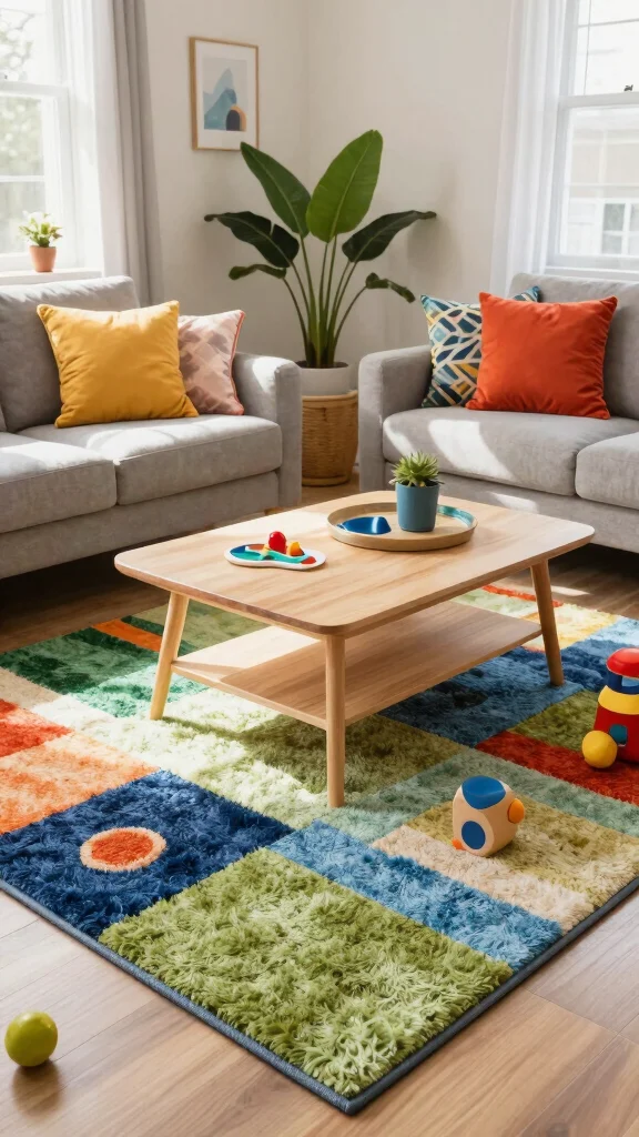 13 Living Room Rug Ideas for Color, Texture, and Style - 13. Sustainable Synthetic Rugs for Practical Durability 1