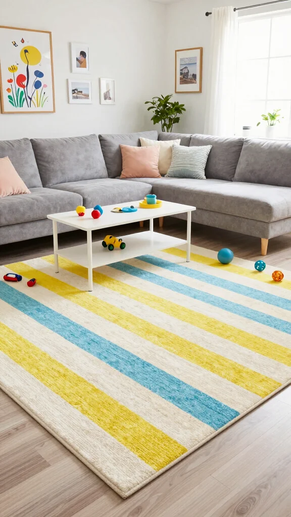 13 Living Room Rug Ideas for Color, Texture, and Style - 6. Cotton Canvas Rugs for Versatility 1
