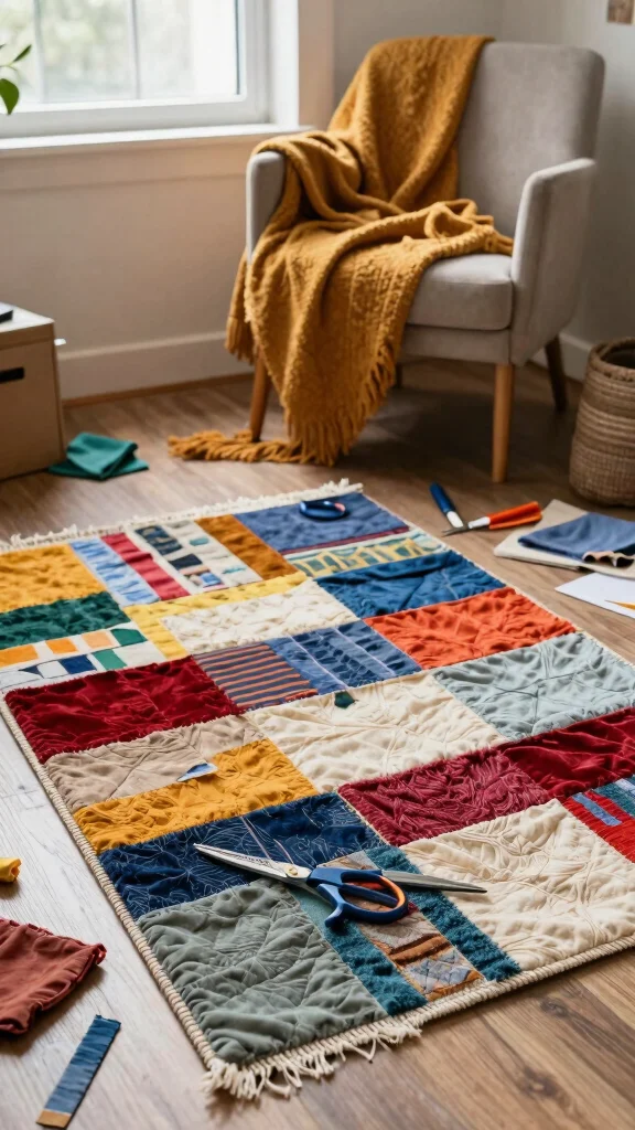 13 Living Room Rug Ideas for Color, Texture, and Style - 9. DIY Recycled Fabric Rugs for Personal Touch 1