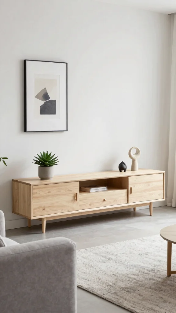 13 Living Room TV Unit Design Ideas That Look Built-In and Polished - 3. Minimalist Media Console 1