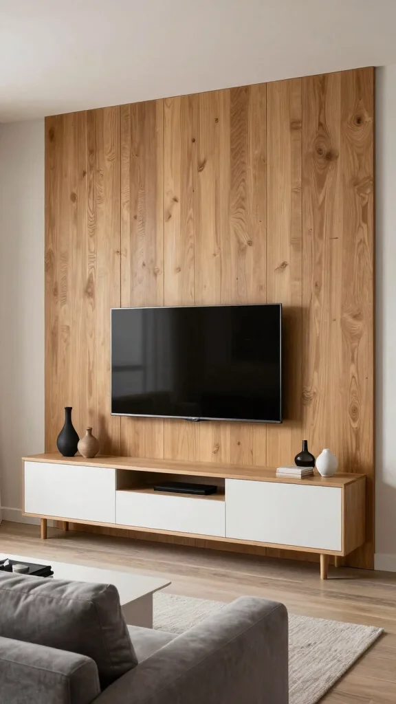13 Living Room TV Unit Design Ideas That Look Built-In and Polished - 6. Textured Wall Panels 1