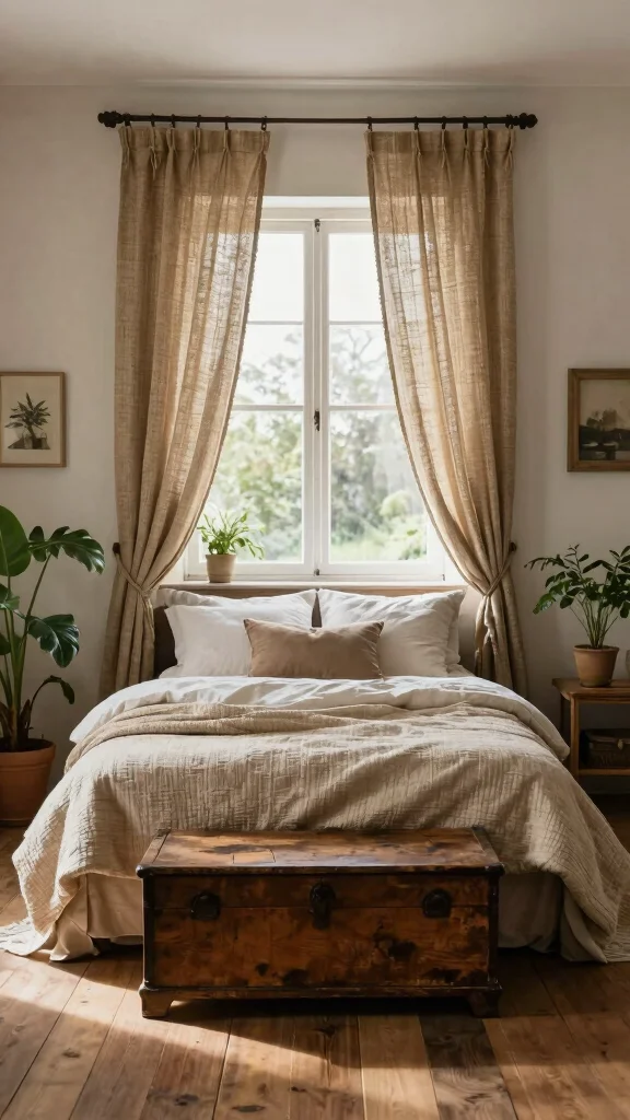 14 Bedroom Curtain Ideas for Privacy, Light, and Soft Style - 6. Eco-Friendly Jute Curtains 1