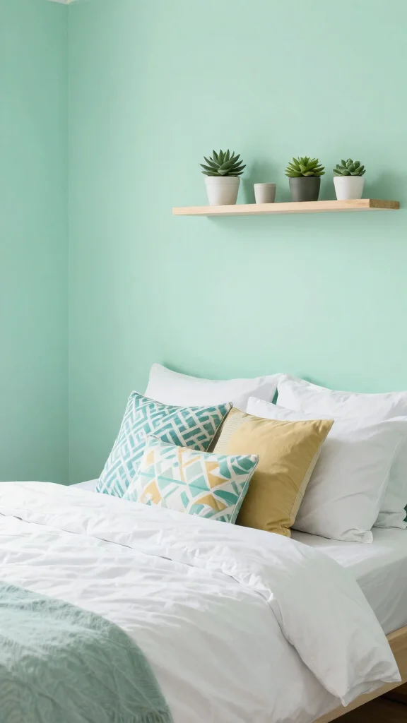 14 Bedroom Paint Colors That Interior Designers Love in 2026 - 6. Cool Mint Green 1
