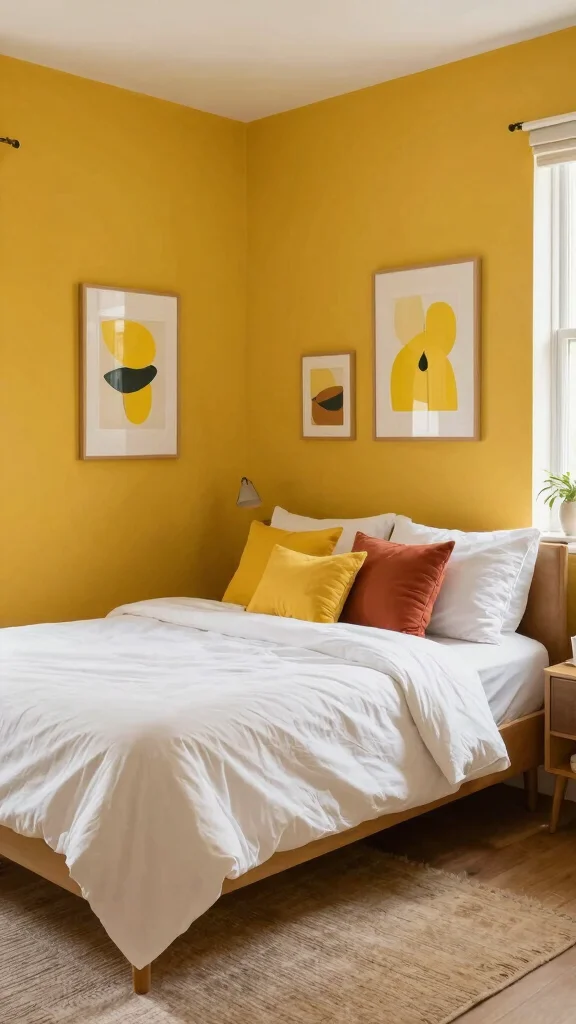 14 Bedroom Paint Colors That Interior Designers Love in 2026 - 7. Warm Mustard Yellow 1