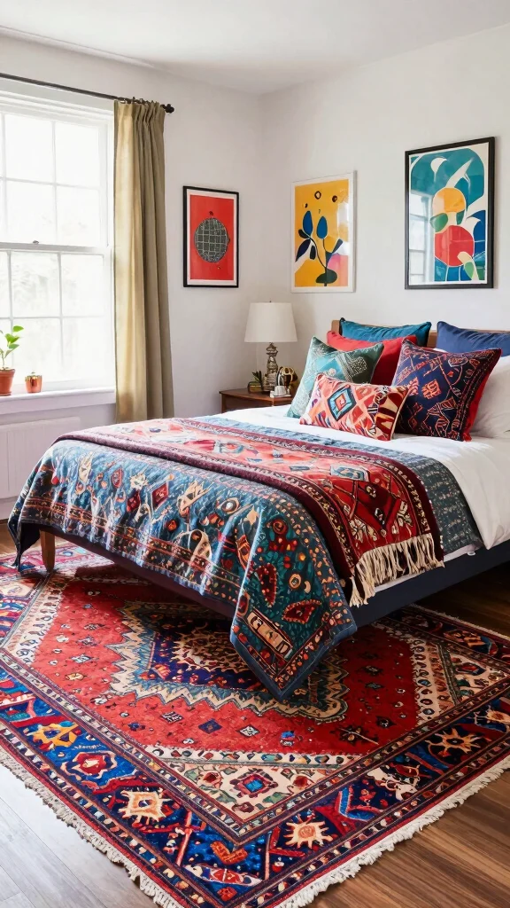 14 Bedroom Rug Ideas That Anchor the Bed and Define the Space - 6. Eco-Friendly Dhurrie Rugs 1