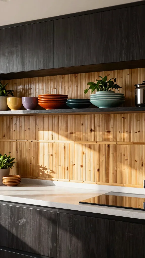 14 Kitchen Backsplash Ideas for Every Style From Classic to Bold - 3. Bamboo Panels 1