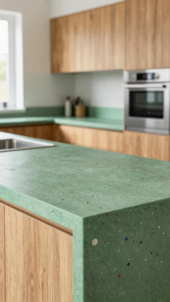 14 Kitchen Countertop Ideas for Every Style and Budget - 14. Green Concrete Countertops 1